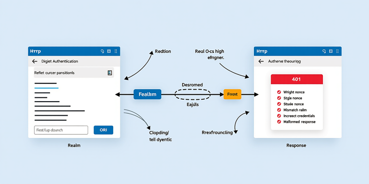 Digest access authentication nima va u qanday ishlaydi: realm, nonce hamda response bosqichlari